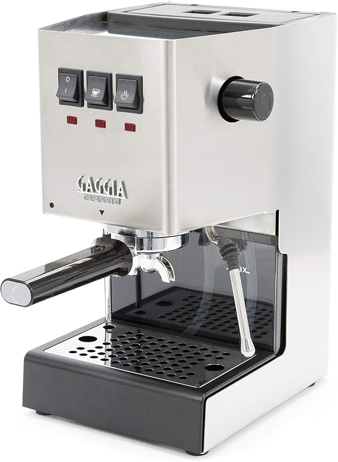 Gaggia Classic Pro stainless steel espresso machine with commercial-style portafilter