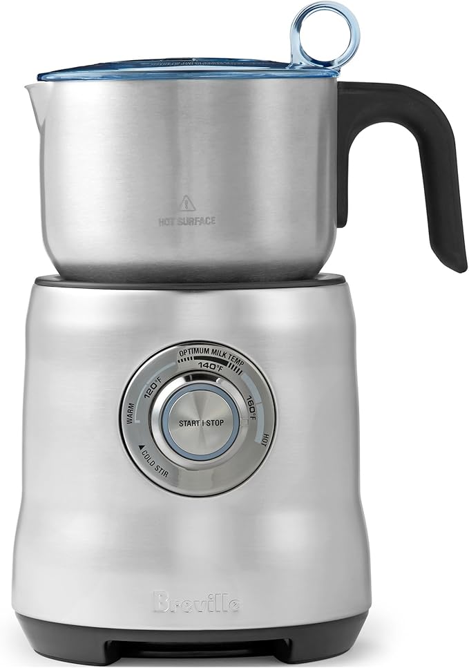 Breville Milk Café countertop induction milk frother with stainless steel jug and control dial